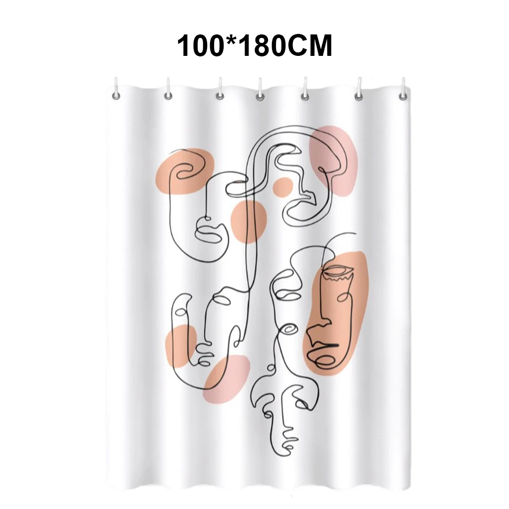 Bath Curtain Abstract Polyester Waterproof Door Screen Hanging Curtains