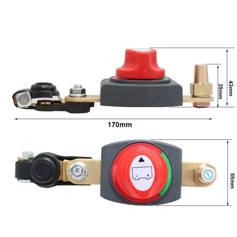 DC 12-48V Copper 2-Pole Battery Power Master Kill Switch Disconnect Isolator For Cars & Boats With Terminals