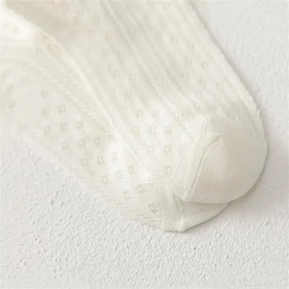 Mesh Design Children Mesh Socks Lace Trim Thin Fabric Girls Princess Lace Socks Breathable Material White Color