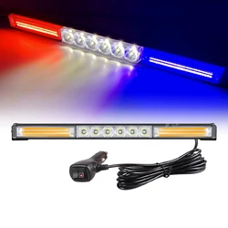 LED Warning Light Bar Police Car LED Strobe Emergency Light Beacon Autos Flashing Safety Signal Lamp Amber White 12/24V