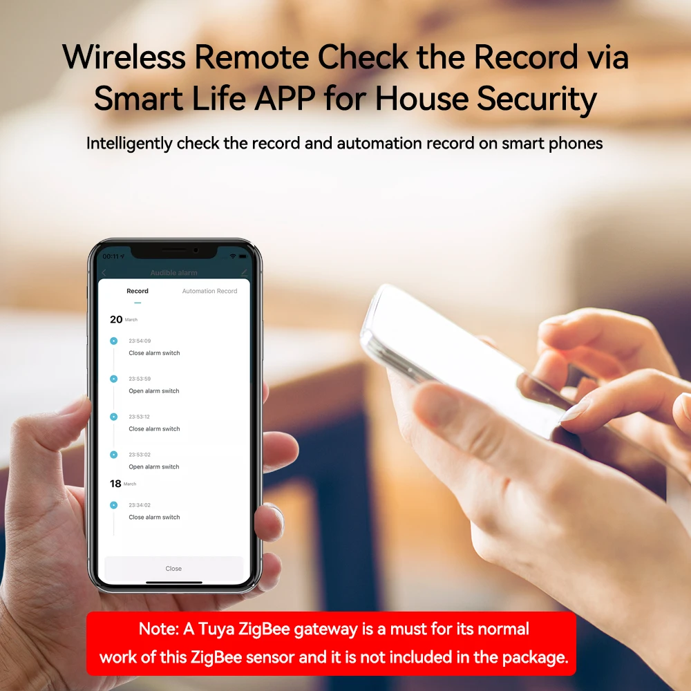 Tuyaワイヤレスアラーム100db,スマートライフ,Zigbee,3.0ゲートウェイを介したセキュリティ保護