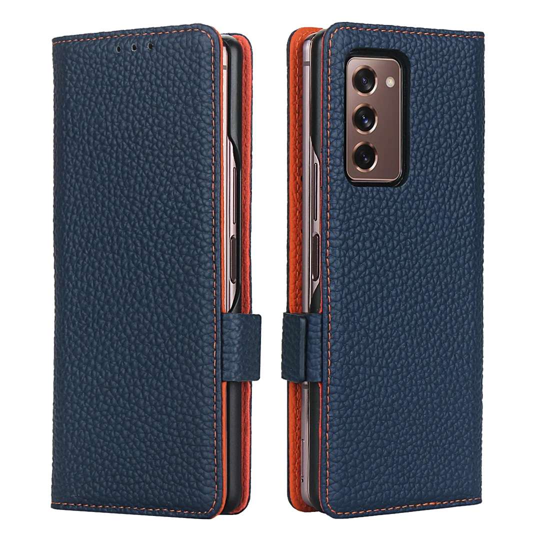 

Deluxe Wallet Case for Samsung Galaxy Z Fold2 5G / Z Fold 2 5G Genuine Leather Case Flip Cover Real Skin Back Cover for Samsung