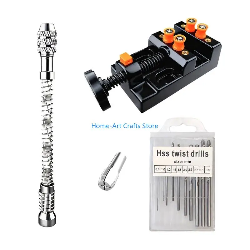 Y3NA 10Pcs Semi Automatic Hand Twist Drill Set Chuck Drill Bit 0.8-3mm For Craft Work