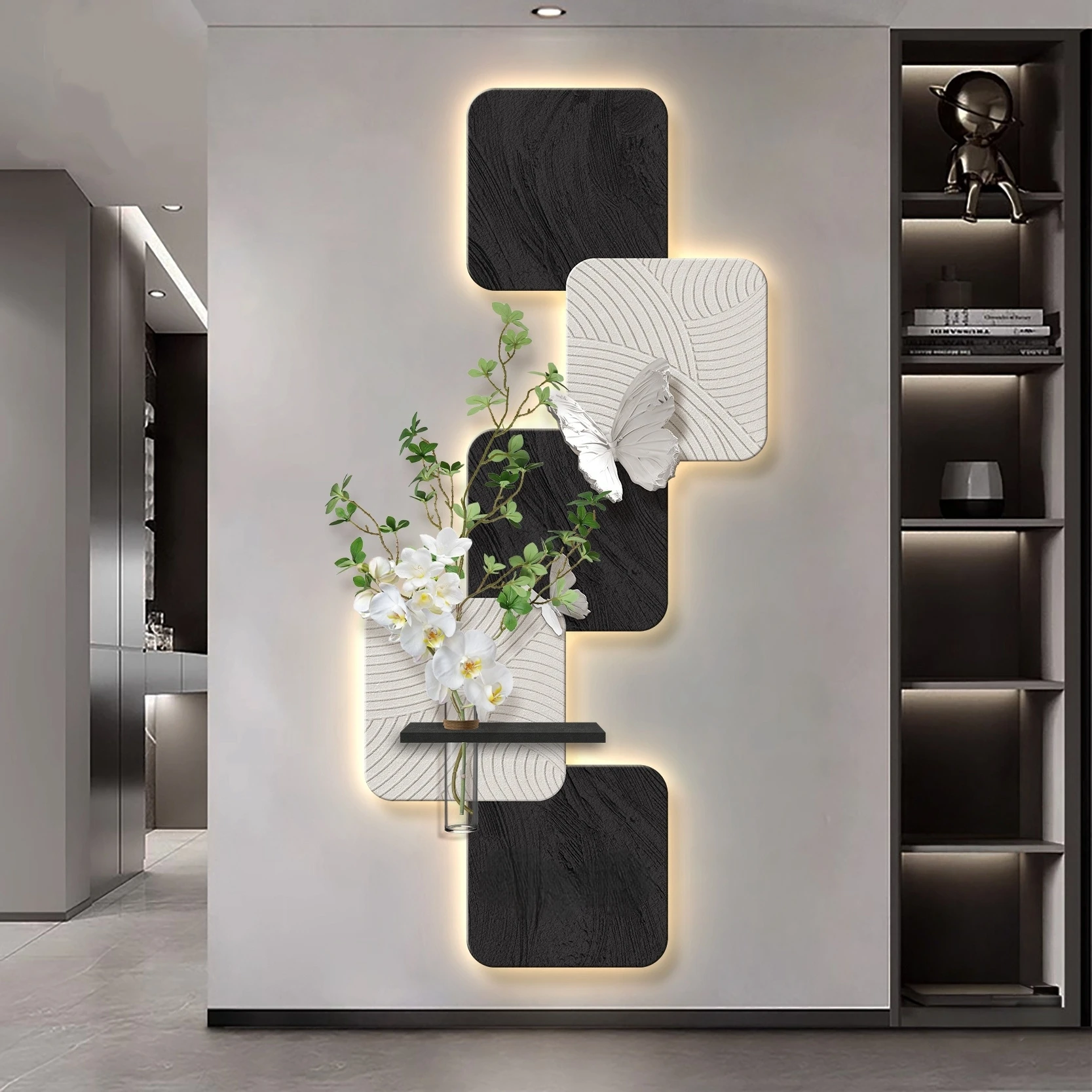 xx-Luxry Vase LED Wall Lights For Corridor Living Room Background Hanging Painting Lamps Home Decoration Mural Lighting*