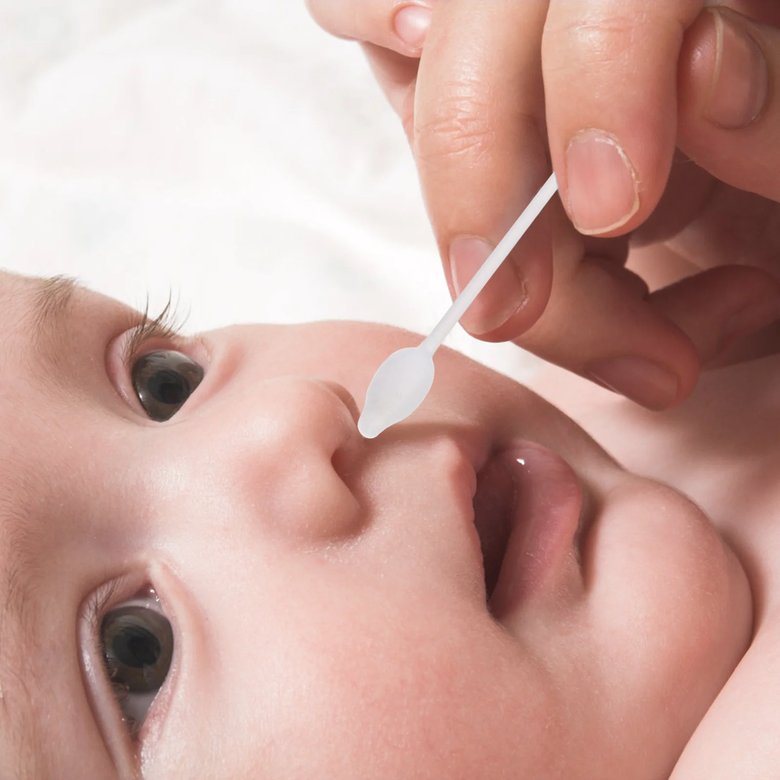 56 قطعة مسحات قطنية للعناية بالطفل طبيعية غير مبيضة برأسين على شكل القرع آمنة للاستخدام الحساس أدوات تجميل لتنظيف حديثي الولادة