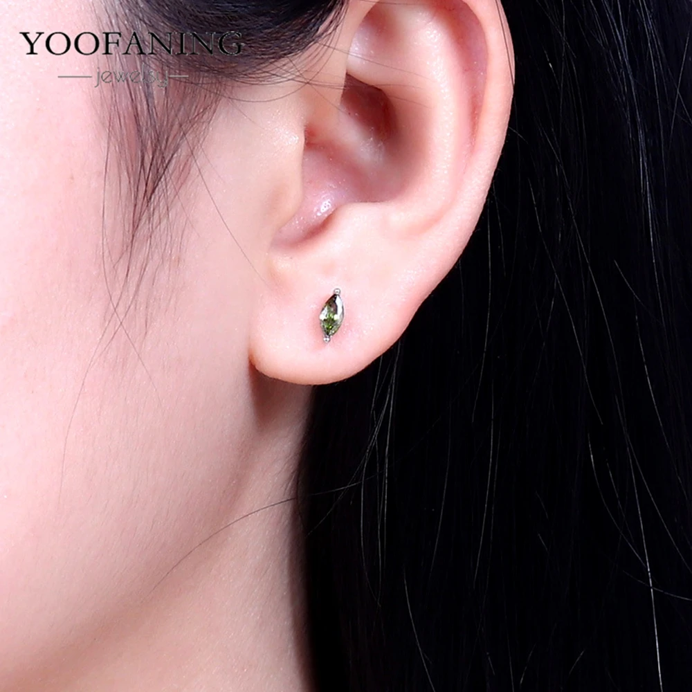 925 Sterling Silver Ear Needle Small Fresh High Grade Earrings Green Zircon Green Series Classic Earrings for Women Jewelry Gift view 3