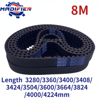 8M Width 15/20/25/30/40mm Closed Loop Rubber Timing Belt Length 3280/3360/3400/3408/3424/3504/3600/3664/3824/4000/4224mm