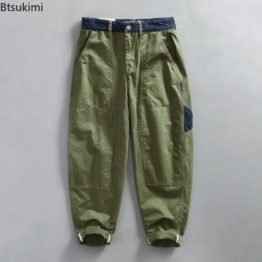 Trendy Versatile Cargo Pants Spring Autumn Men's Retro Baggy Trousers Fashion Streetwear 100% Cotton Straight Casual Pants Male