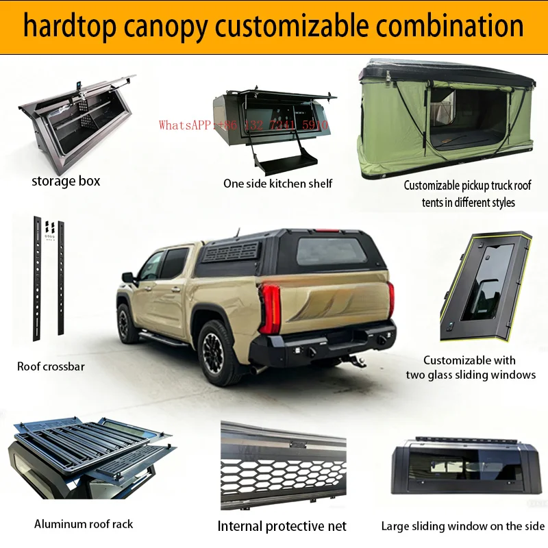 Pickup 4X4 Steel/Aluminum Alloy Waterproof Locking Hardtop Canopy Camper