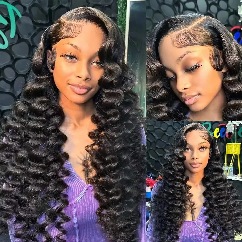 230% Loose Deep Wave Wig 13X6 Lace Frontal Human Hair Wigs Deep Curly 13x4 Transparent Lace Frontal Wigs For Women image 3