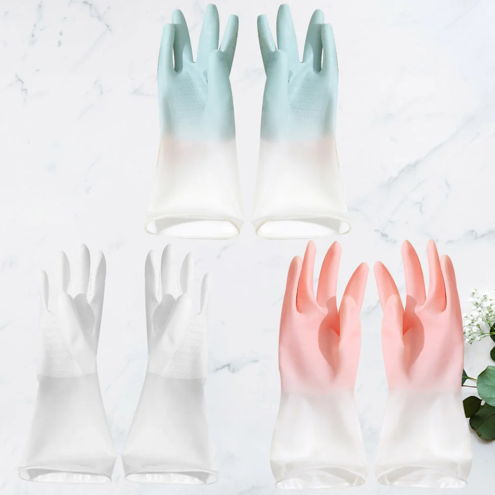

1 set Waterproof Dishwashing Gloves Heavy Duty Rubber Kitchen Hand Protection Gloves For Household Laundry Washing Gardening Car
