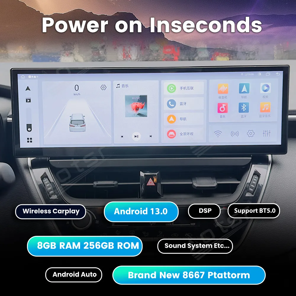 14.9 inch auto carplay Android 13.0 For Toyota Corolla Levin 2019 - 2021 Car Multimedia Player GPS Stereo touch screen Head Unit