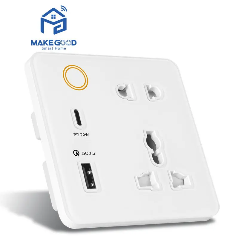 UK Tuya WiFi Zigbee Smart Wall Socket Energy Monitoring USB Timer Remote Control Outlet Alexa Google Home