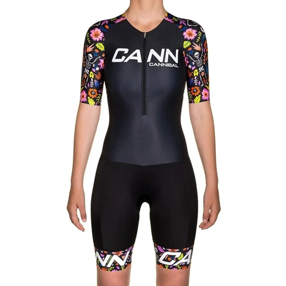 Cannibal Racing Suit Jumpsuit Female Short Sleeve Road Bike Riding Comfortable Skinsuit Maillot Ciclismo Triathlon MTB Tights