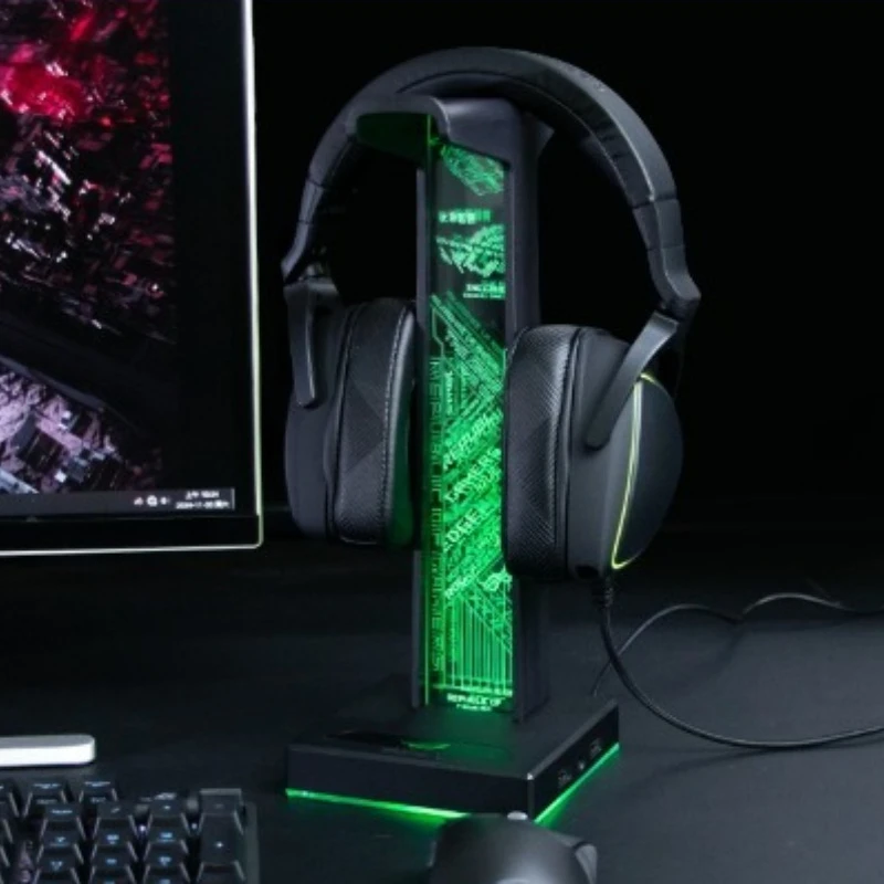 RGB 주변 조명이 있는 ROG 헤드셋 스탠드용 게임용 헤드폰 스탠드 데스크탑 브래킷 미끄럼 방지 안정적인 헤드폰 보관 홀더 썸네일 5