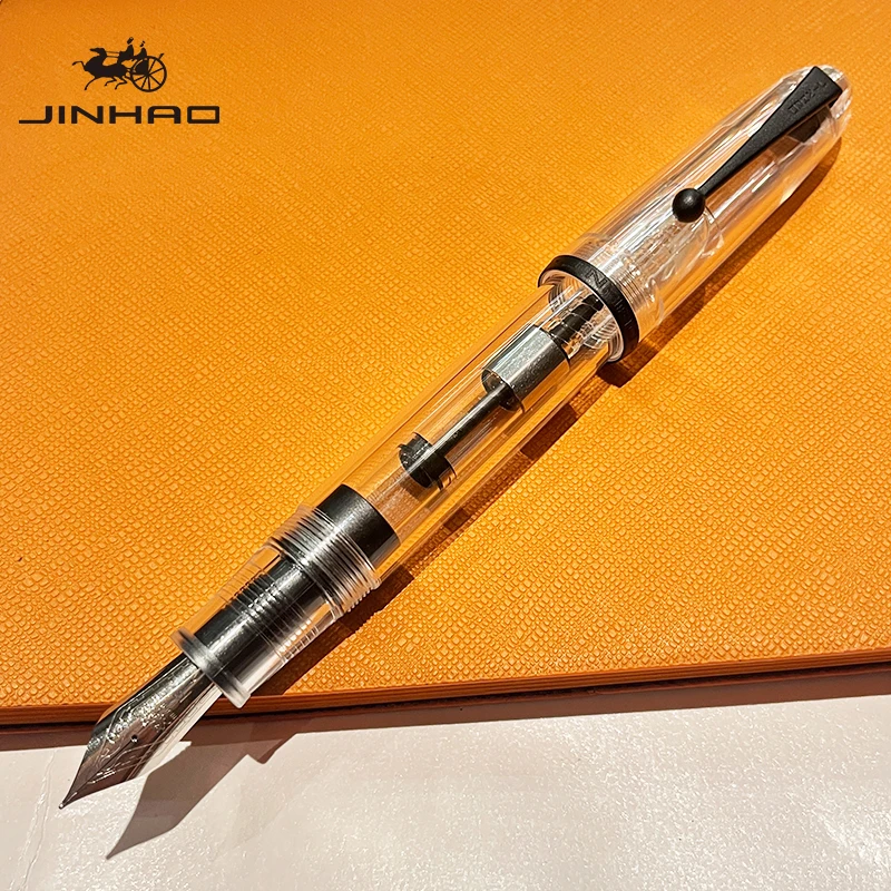 Jinhao 9019 Füllfederhalter Dadao Serie Transparent mit Schwarzem Rand Feine Spitze Großer Konverter Glattes Schreibgerät – Detail 7