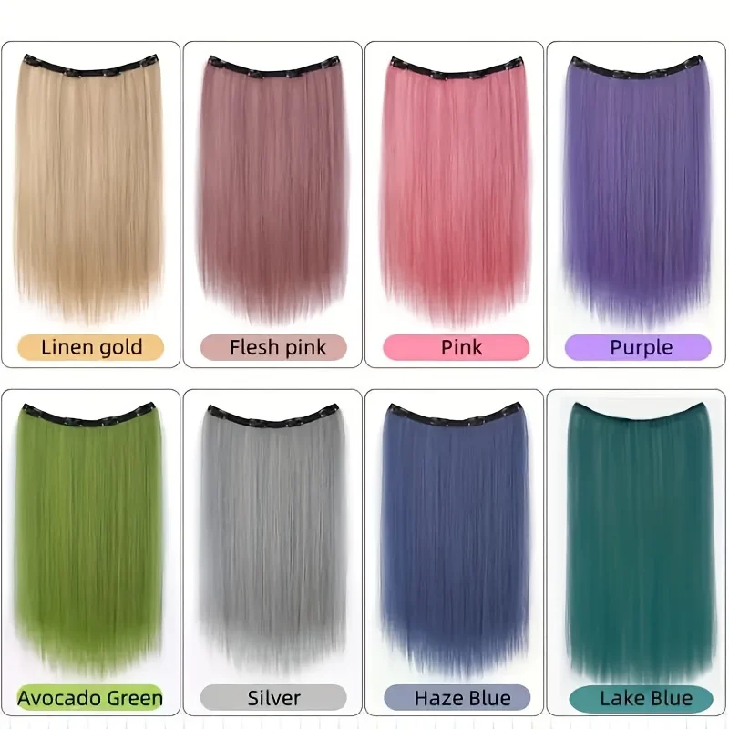 Extensión de cabello sintética elegante con clips, fácil de poner, con clips BB seguros, color lacio y ligero 5