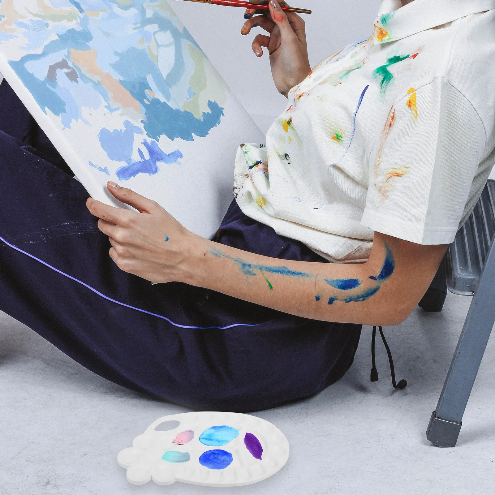 

Набор из 5 пластиковых овальных палитр для рисования: элегантный лоток для смешивания, легкий художественный инструмент, идеальный подарок для художников, аксессуары