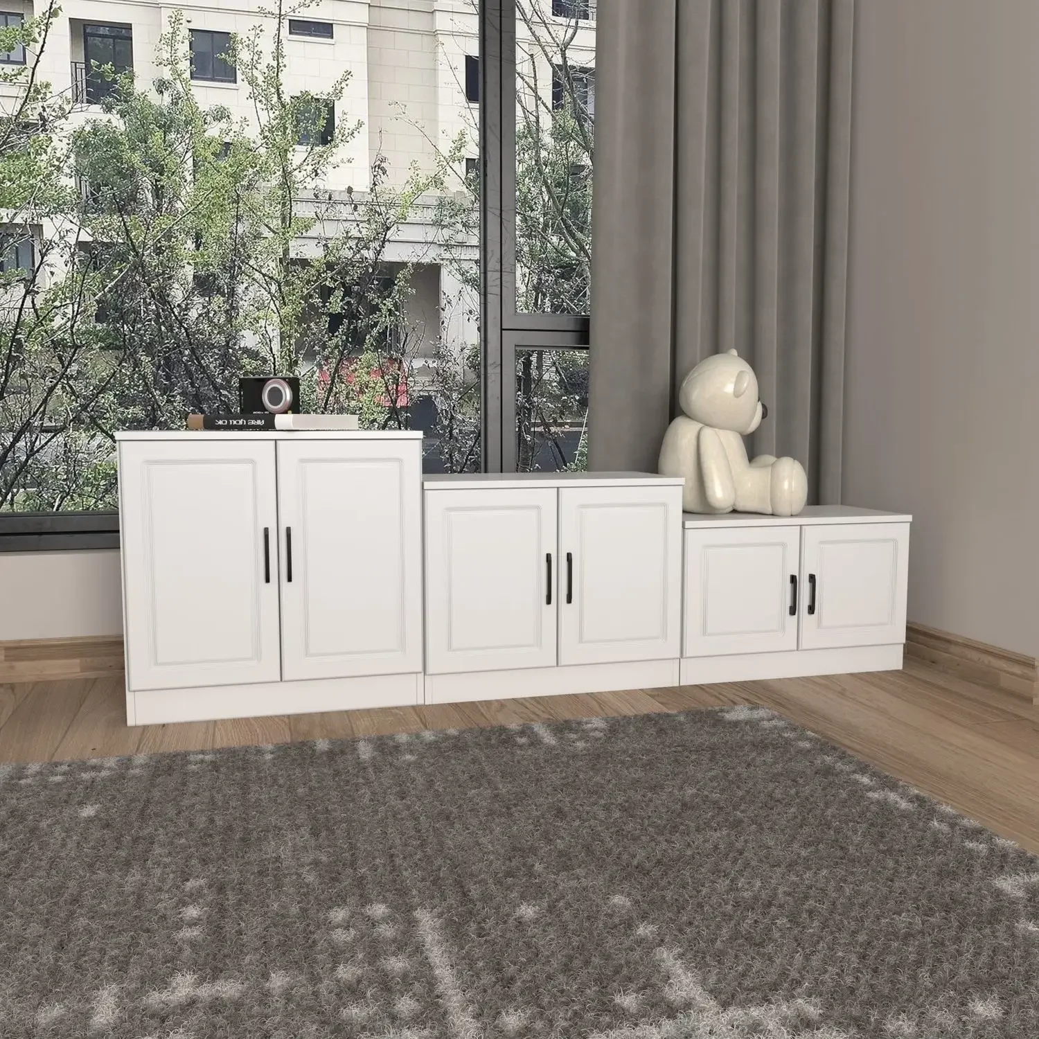 bay window cabinet, floor-to-ceiling window sill cabinet, storage cabinet, free combination locker, multi-functional balcony