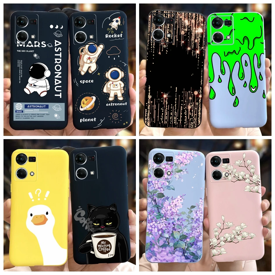 For OPPO F21 Pro Case CPH2363 CPH2461 Lovely Astronaut Duck Cat Silicone Soft Cover For OPPO Reno 7 Funda Reno 8 4G CPH2457 Capa