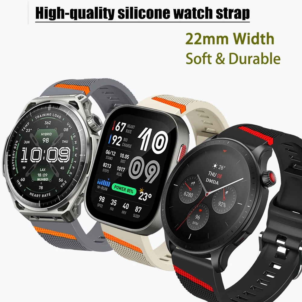 22mm Silicone Strap Watchband For Huami Amazfit BALANCE 3 2 Ultra Smart Wriststrap for Amazfit Bip 6 5 Max 46mm GTR 4 3 Bracelet