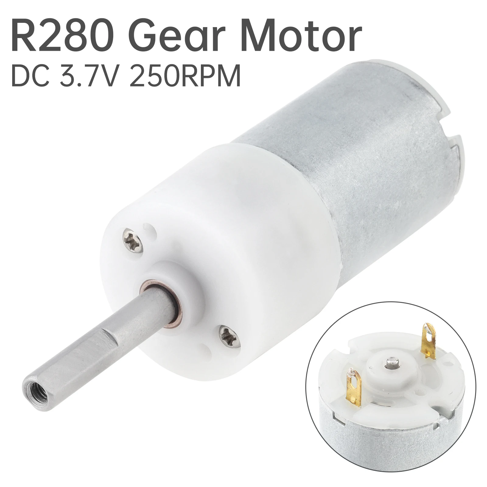 R280 Gear Motor 3.7V 250RPM Flat Shaft High Torque DC Motor Replaceable for Bottle Brushes / Electric Scrubber