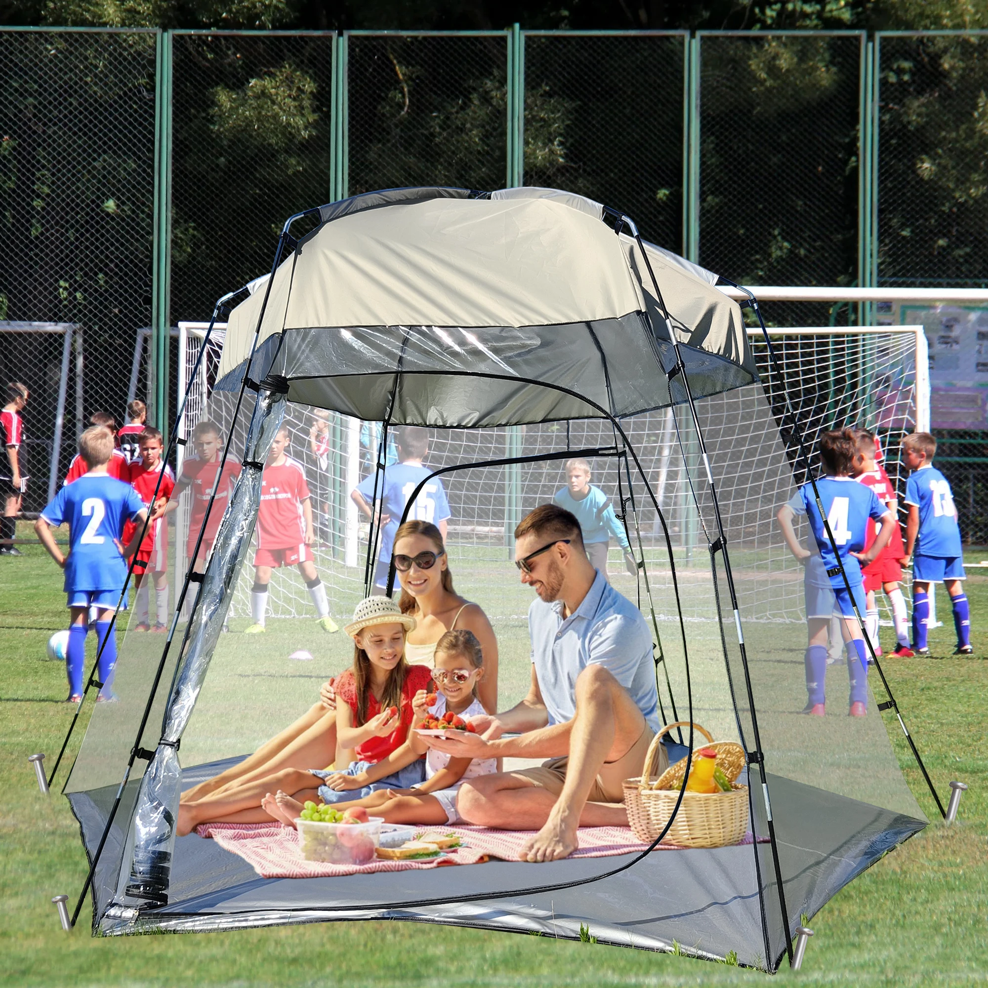

Windproof Sport Tent for 4-6 Person, Weatherproof Outdoor Tent for Baseball, Football Games, Enough Headroom, Clear Pod, Winter