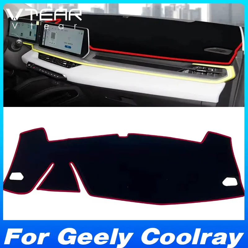 

Vtear For New Geely Coolray 2023 2024 Car Dashboard Mat Polyester Phone Anti Slip Heat Insulation Pad 1pcs/set Black Red Decor