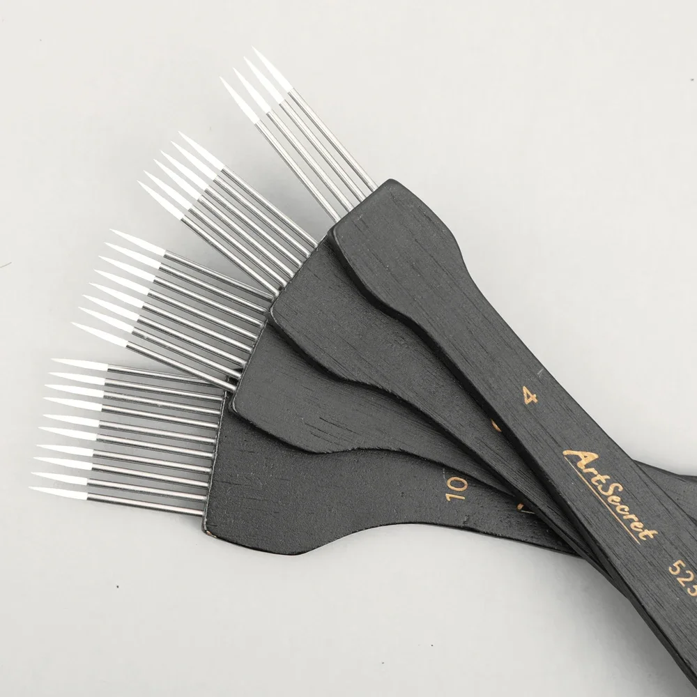 4pcs Artsecret Set Comb Paint Brushes Professional Sponge Brush Artist for Acrylic Oil and Watercolor Painting
