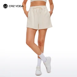 CRZ YOGA Comfy Cotton Sweat Shorts for Women Casual Summer Drawstring Gym Lounge Shorts Workout Jersey Shorts with Pockets