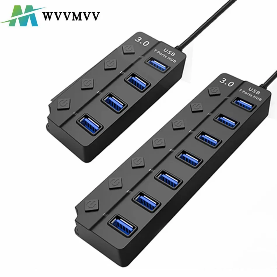 4/7 Port wielu ekspander Hub USB 3.0 Hub z przełącznikiem zasilacz USB3.0 Hub Hub 3.0 2.0 rozdzielacz Multi USB do laptopa PC