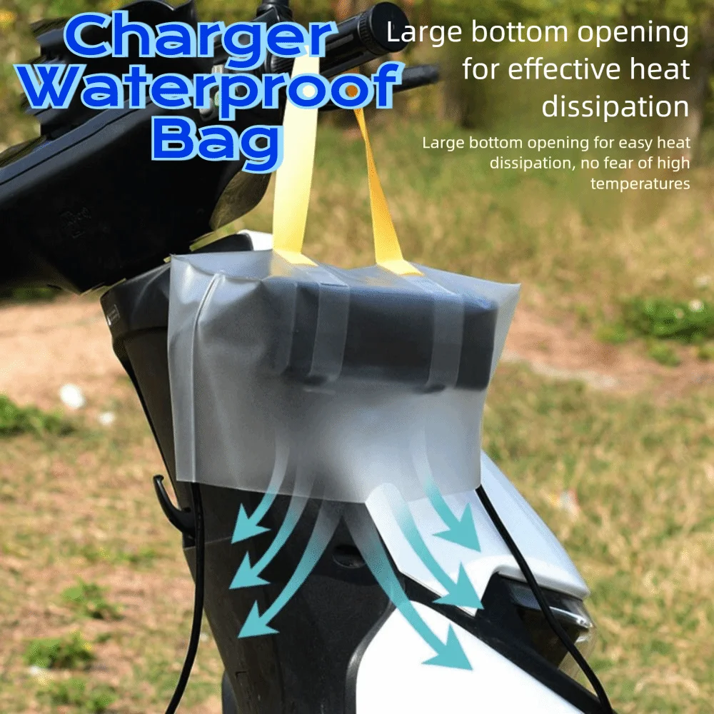 UV Protection Motorcycle Charger Waterproof Bag Dustproof Large Bottom Opening Electric Scooter Charger Pouch