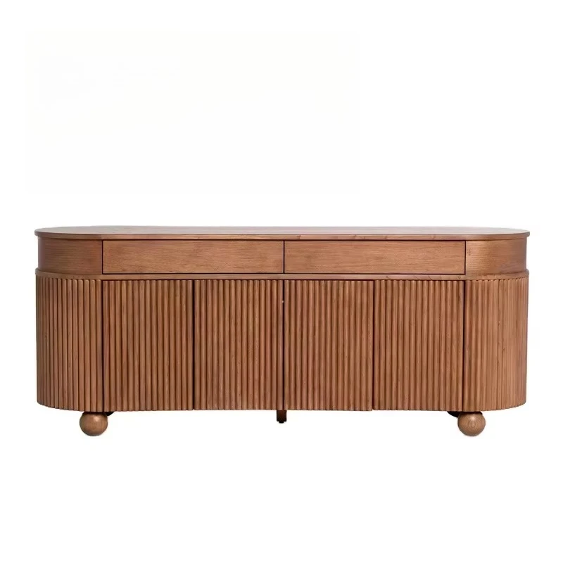 Contemporary Furniture Living Room Home Wooden Buffet Sideboard Console Oval Side Cabinet with Drawers