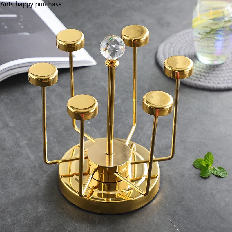 Stainless Steel Rotatable Cup Holder Home Mug Storage Rack Drain Rack Upside Down Decoration Metal Cup Holder Tumbler Holders