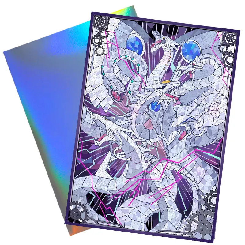 60PCS Yugioh Cyber Dragon Card Sleeves Yu-Gi-Oh! TCG Trading Cards Protector Laser Glossy Card Cover 63x90mm