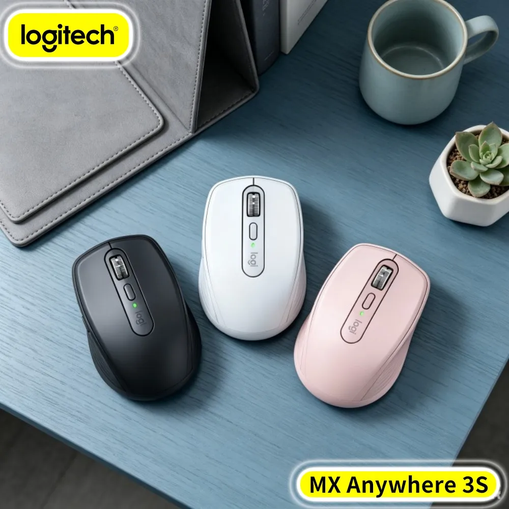 Logitech MX Anywhere 3S Travel Mouse - 8000 DPI Darkfield, Magspeed Scroll, Silent Click, USB-C Quick Charge For Shop Floor