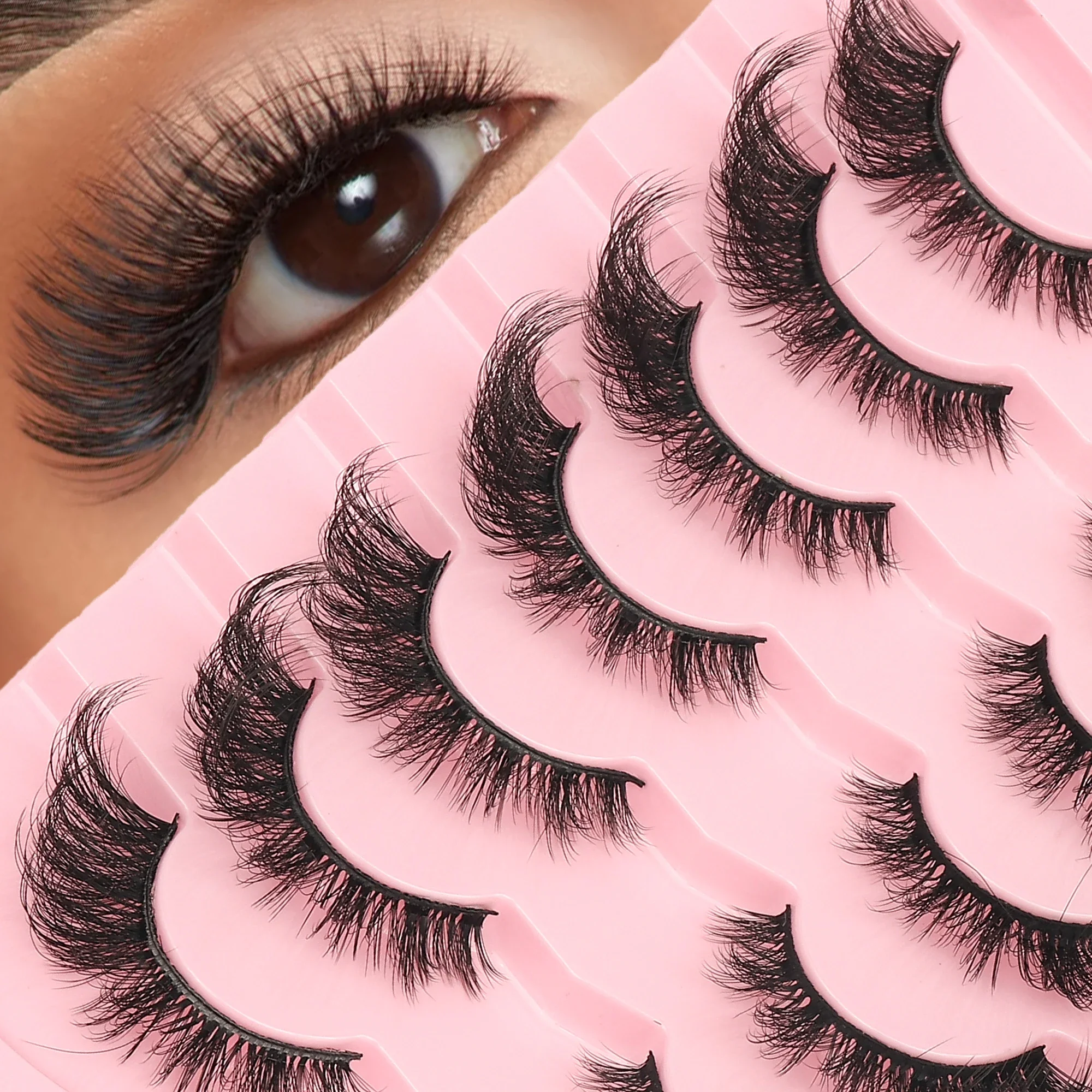 Faux Mink Lash - 7 Pairs 5D Fluffy Wispy Cat
