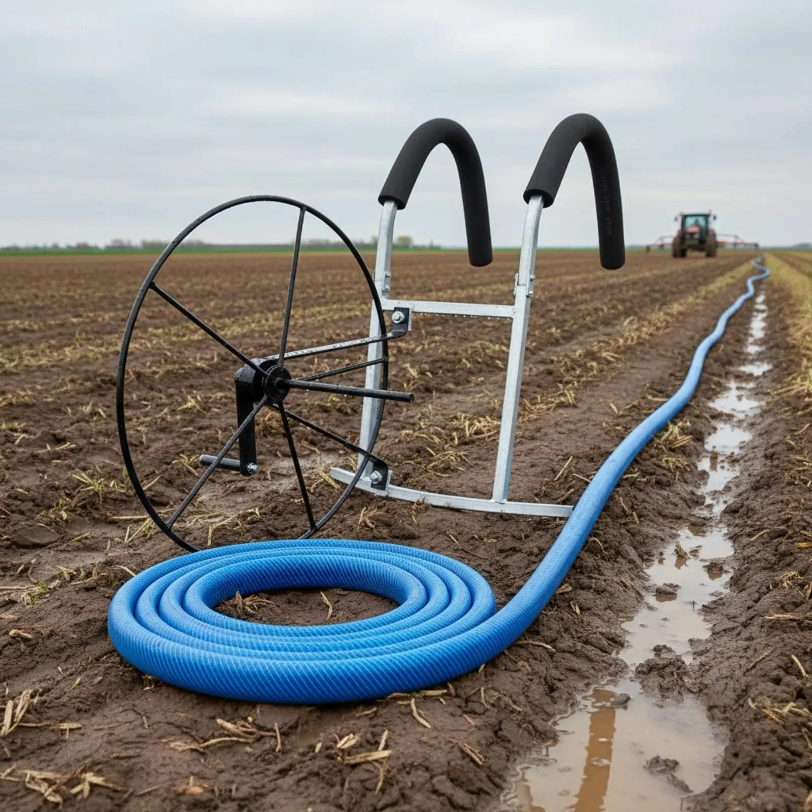 Shoulder-Carried Hose Reel Portable Hand-Crank Hose Winder Manual Irrigation Pipe Spool Sturdy Steel Construction Farming Tool view 2