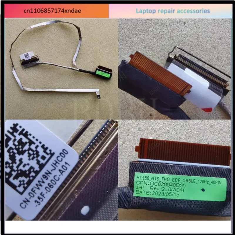 F f For laptop lcd lvds cable for DELL insprion  3520 3521 3525 120HZ 0FWV9N DC020040D00