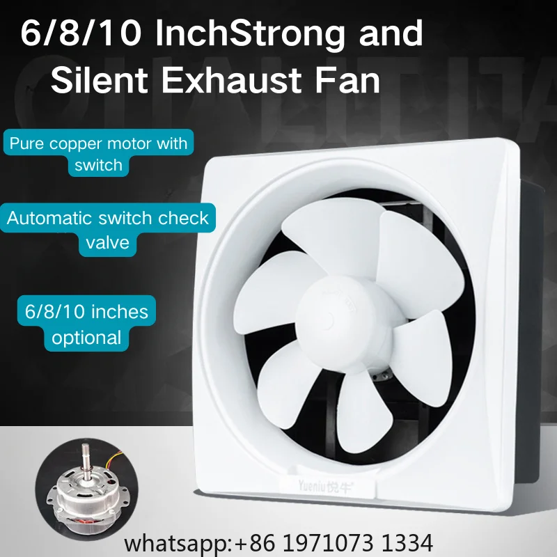 6/8/10 Inch Powerful Silent Wall Exhaust Fan for Kitchen Bathroom