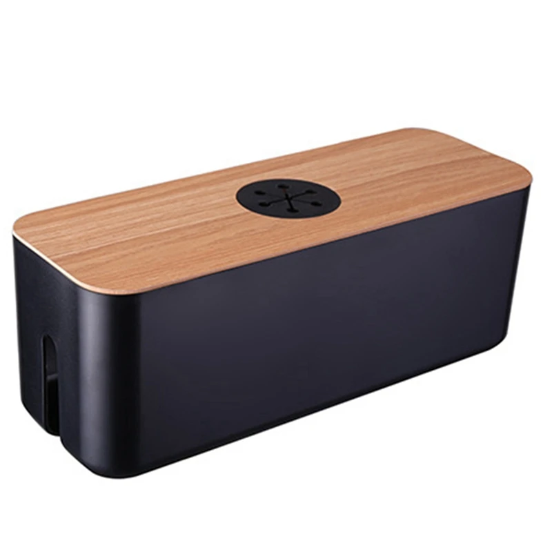 Wooden Cable Storage Box Power Cord Storage Box Dust-Proof Charger Socket Storage Box Household Cable Winder Storage Box