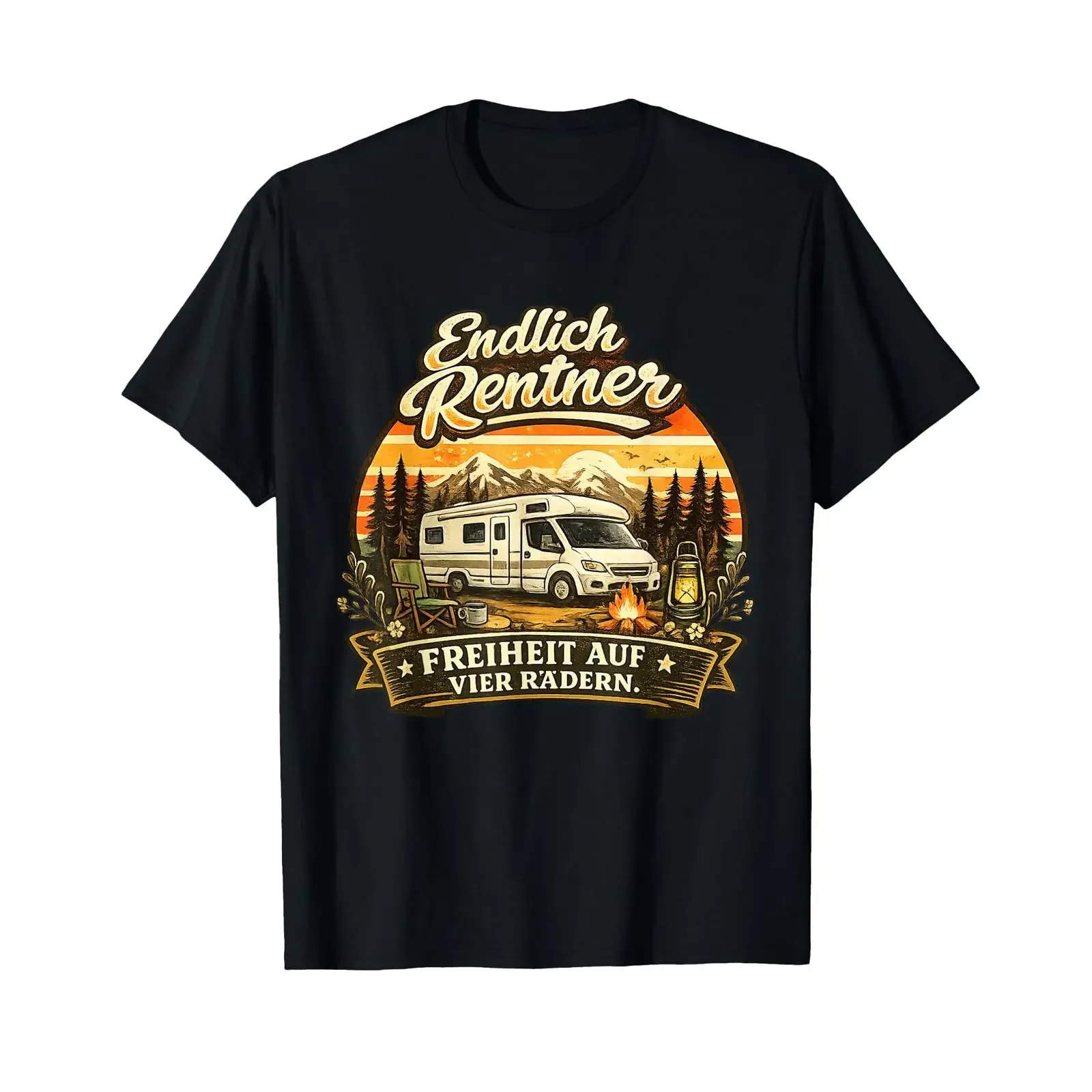 Finally retired freedom on four wheels motorhome camping T shirt vintage Washed Unisex homme Slightly streetwear Casual