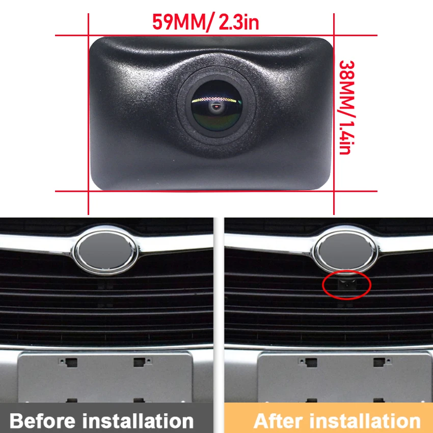 كاميرا أمامية للسيارة تويوتا هايلاندر XU50 2014 2015 2016 2017 CCD للرؤية الليلية عدسة عين السمكة الذهبية كاميرا أمامية للسيارات