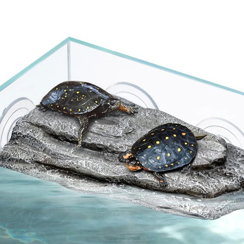 Reptiles Plastic Basking Platform with Tree Bark/ Stone Texture Resting Platform for Turtle Tanks Reptiles