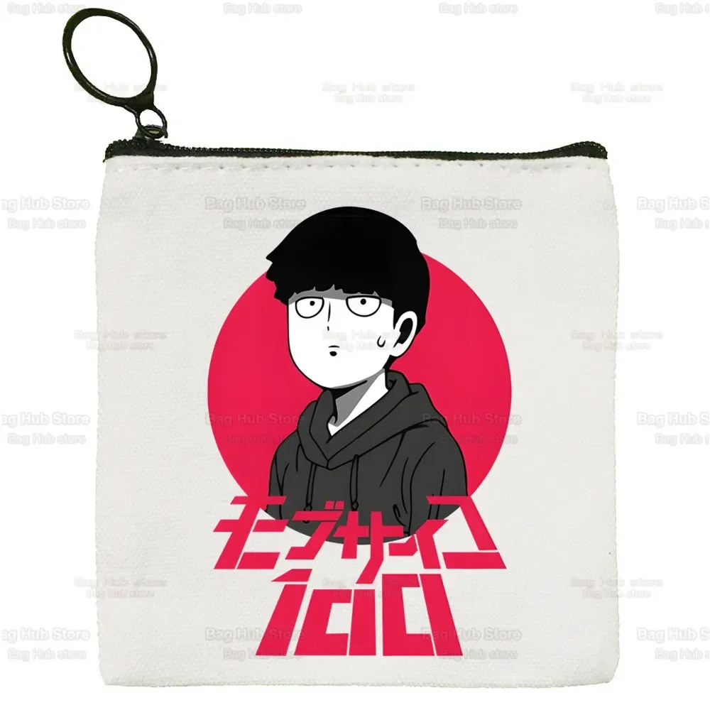 Mob Psycho 100 Canvas Coin Purse One Anime Manga Canvas Bag Small Square  Shigeo Kageyama Key  Card  Cartoon Coin Bag