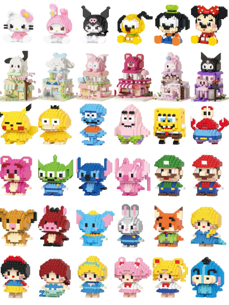 Cartoon Anime Hello Kitty Blokken Kuromi My Melody Cinnamoroll Muis Bouwstenen Pop Speelgoed Kinderen Verjaardagscadeau - afbeelding 2
