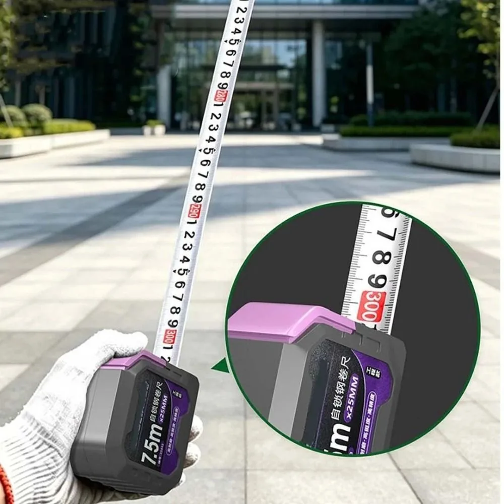 Sturdy Construction Steel Tape Measure High Precision Pastel Purple Measuring Tape Automatic Lock Shock-Resistant