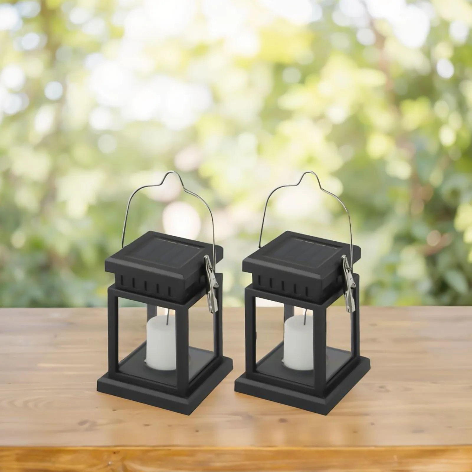 2Pcs Waterproof Solar Lamps LED Candle Hanging Lantern Lights Perfect for Outdoors Balcony Decoration Lighting for Garden