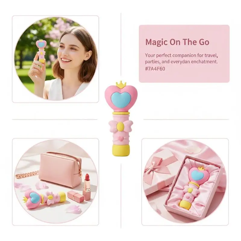 Mini Refillable Spray Bottle 5ml Heart Shaped Perfume Atomizer Portable Magic Wand for Handbag Purse Travel Essential