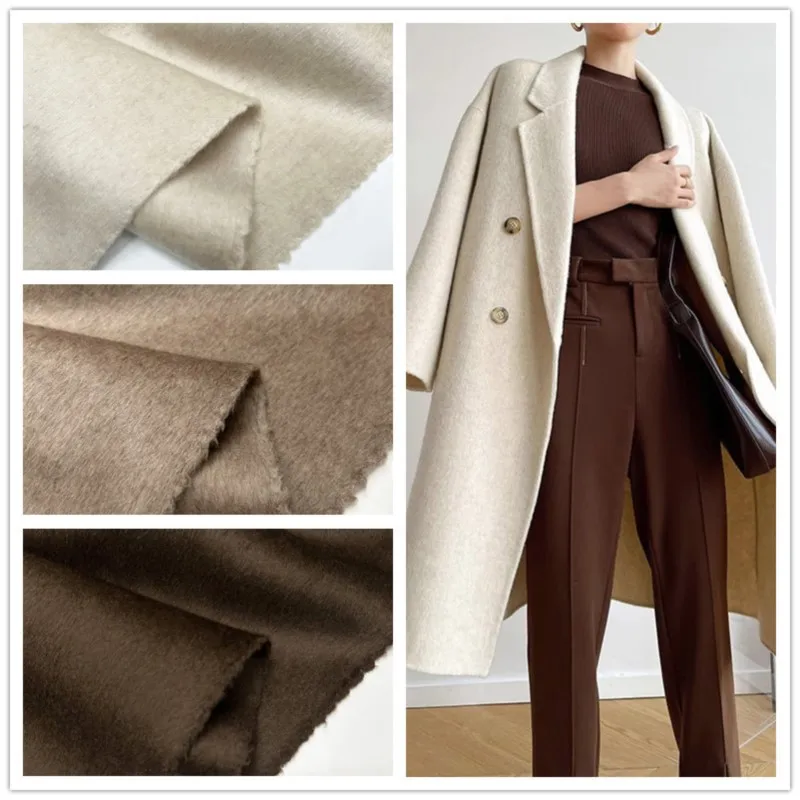 Double-sided plush fabric silk long wool coat suit heavy